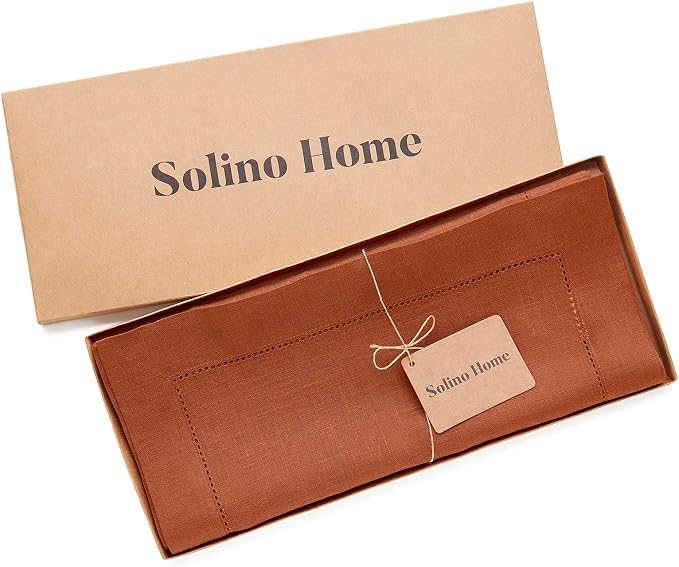 Solino Home 100% Pure Linen Table Runner Cinnamon Hemstitch, 14 x 120 in | - Image 5