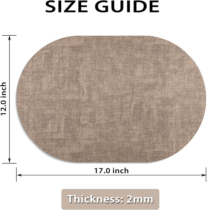 Placemats Set of 6 Non Slip, Heat Resistant Oval Faux Leather Place mats Double - Image 6