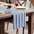 Encasa XO Table Runner, Woven Cotton Dining Runner 13"x72" Franca Blue Stripes by EncasaXO