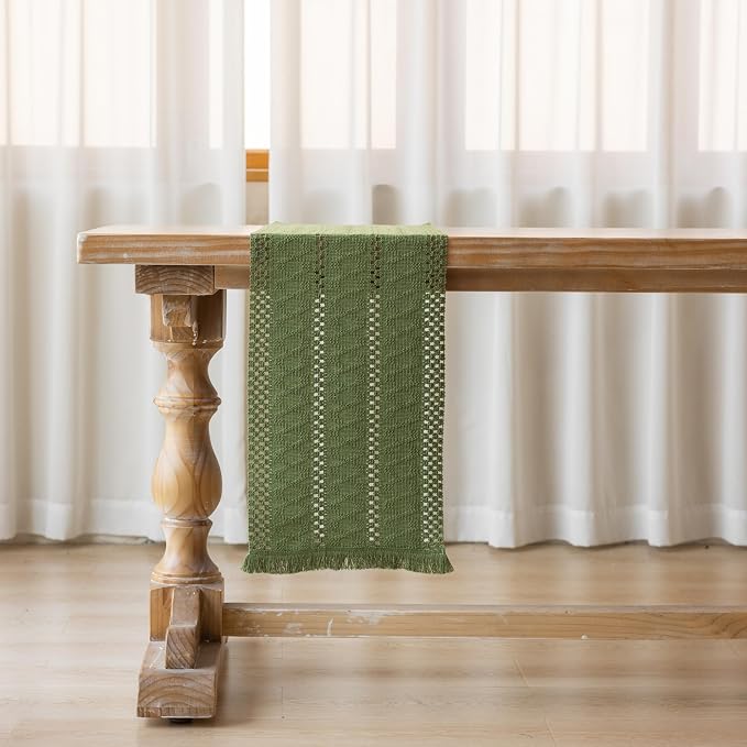 Keketoarrange Boho Macrame Table Runner 12x48 Inch | Woven Burlap Rustic Runner - Image 7