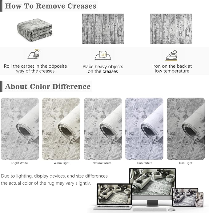 DCX Abstract Area Rug 8x10, Washable Gray Modern Rug - Image 4