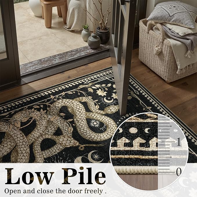 DCX Washable 3x5 Snake Rug, Soft Low Pile Carpet, Kid & Pet Friendly - Image 4