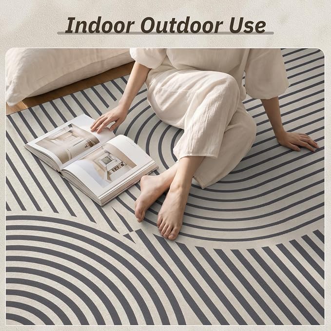 AMOAMI Outdoor Rug Patio Rug 8x10 ft Quick Dry Flatweave Textured Machine - Image 6