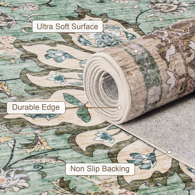 Round Area Rug for Living Room: 6ft Washable Vintage Boho Soft Thin Circle Rug - Image 6