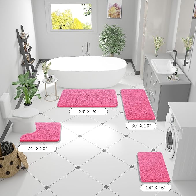 OLANLY Bathroom Runner Rugs 44x24, Soft Absorbent Chenille Bath Rugs, Rubber - Image 2