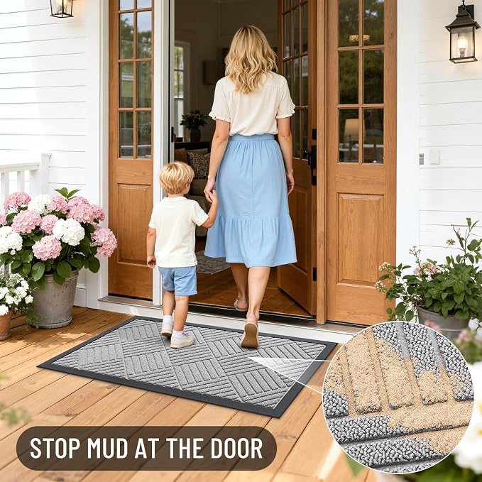 OLANLY Front Door Mat Outside Entrance 35x23, Heavy Duty Sturdy Natural Rubber - Image 6