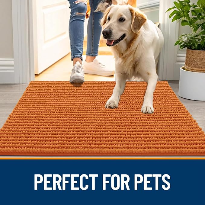 OLANLY Dog Door Mat for Muddy Paws 36x24, Ultra Absorbent Chenille Mud Doormat - Image 6