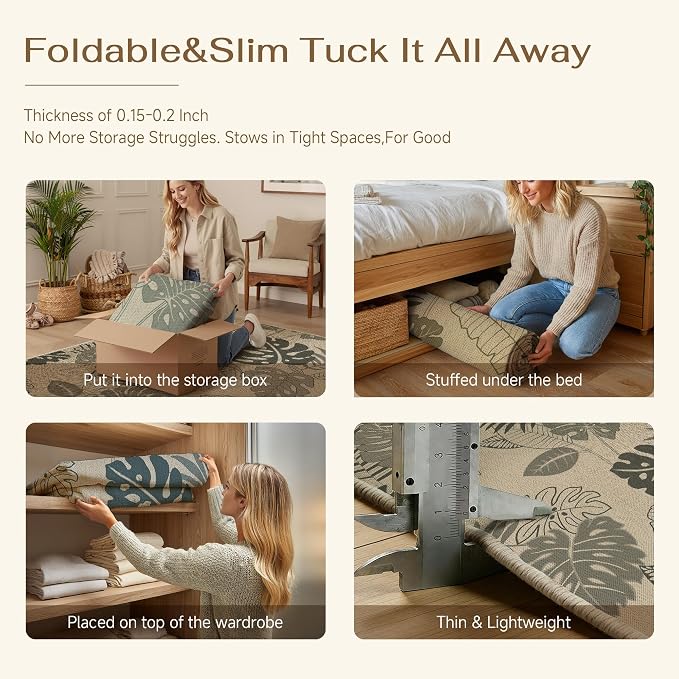 Easy Jute Rug Outdoor Indoor 6x9 Patio Mat Porch Light Brown Natural Non Slip - Image 6