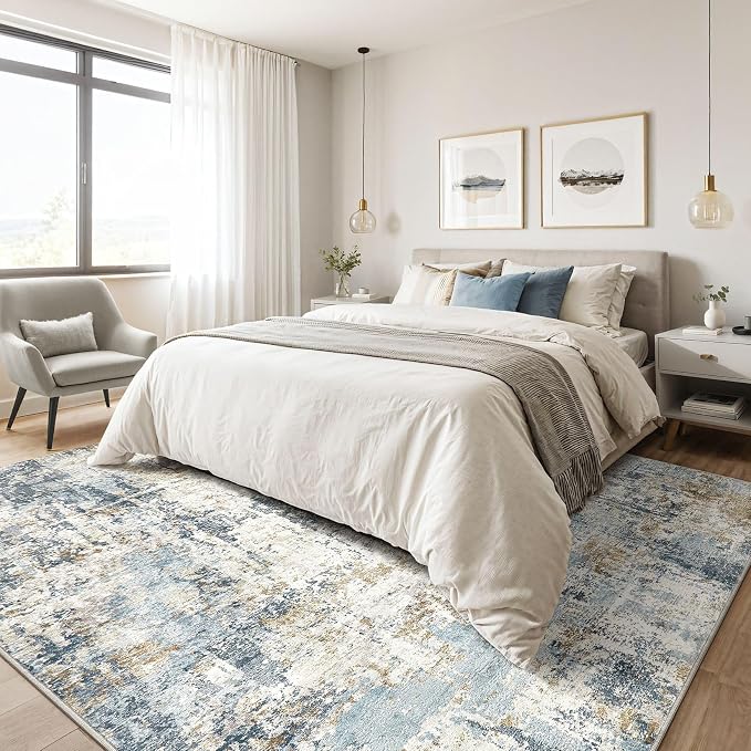 9x12 Area Rug Living Room: Washable Large Abstract Modern Soft Stain Resistant - Image 4