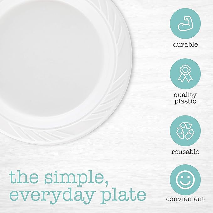 100 Count Disposable 6 Inch White Plastic Dessert Plates - Image 3