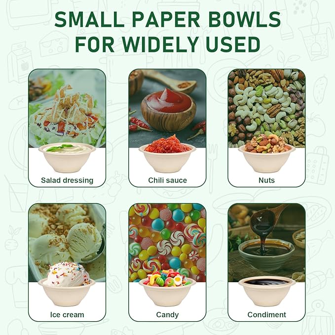 6 oz Small Disposable Bowls, 300 Pack Bulk Paper Bowls | Eco-friendly - Image 5