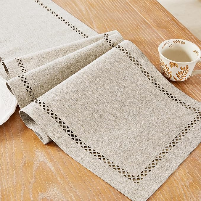 Rustic Burlap Table Runner, Coffee Table Runners 60 inches Long | Double Layer by Aoztio