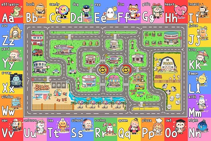 Kids Car Rug for Playroom, 8x10 Kids Play Mat - Image 8