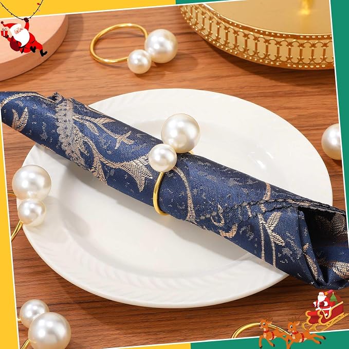 Sliner 48 Pcs Pearl Napkin Rings - Image 6