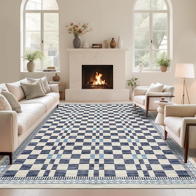 GarveeHome 10x13 Area Rug for Living Room Modern Abstract Checkered Carpets - Image 8