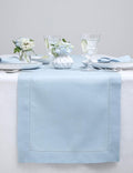 Solino Home 100% Pure Linen Table Runner Sky Blue Hemstitch, 14 x 90 in | by SolinoHome