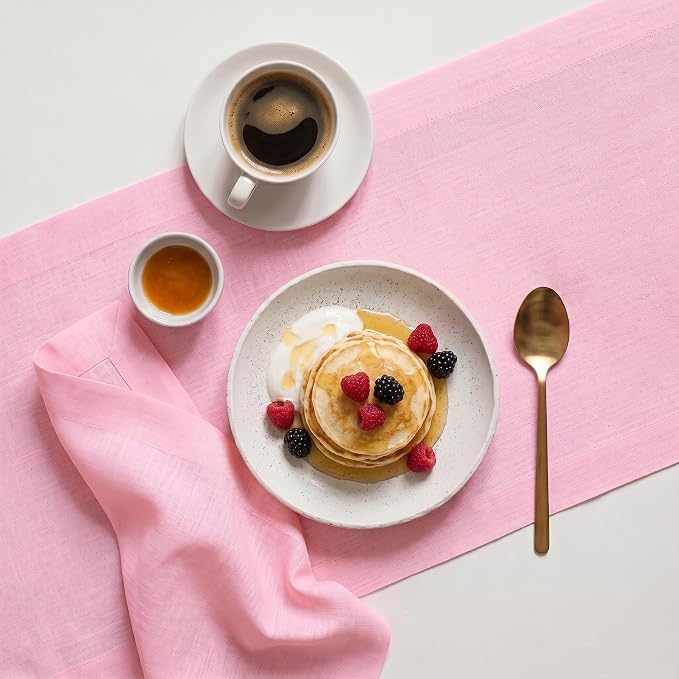Solino Home 100% Pure Linen Table Runner Pink Lemonade, Fete 14 x 108 in | - Image 3