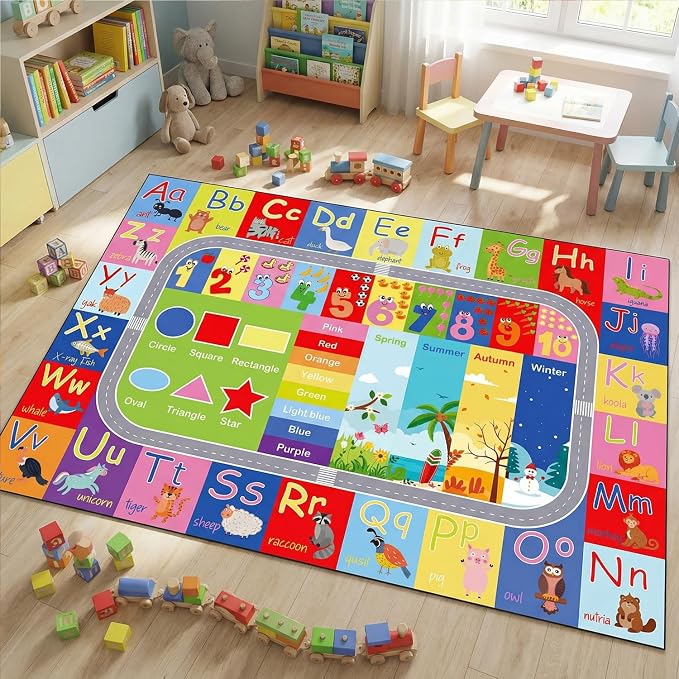 ABC Kids Rug, soft low-pile surface, non-slip backing, large size - Image 2