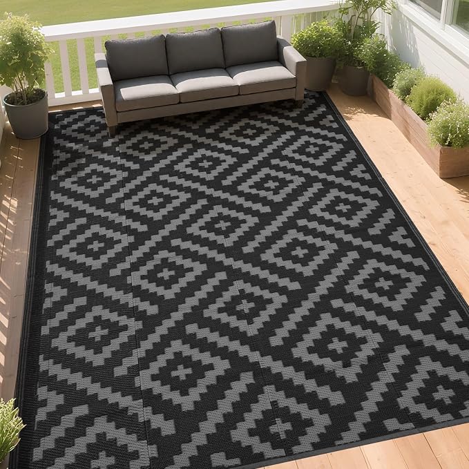 RURALITY Outdoor Rugs 6x9 Feet for Patios Clearance, Plastic Straw Waterproof - Image 3