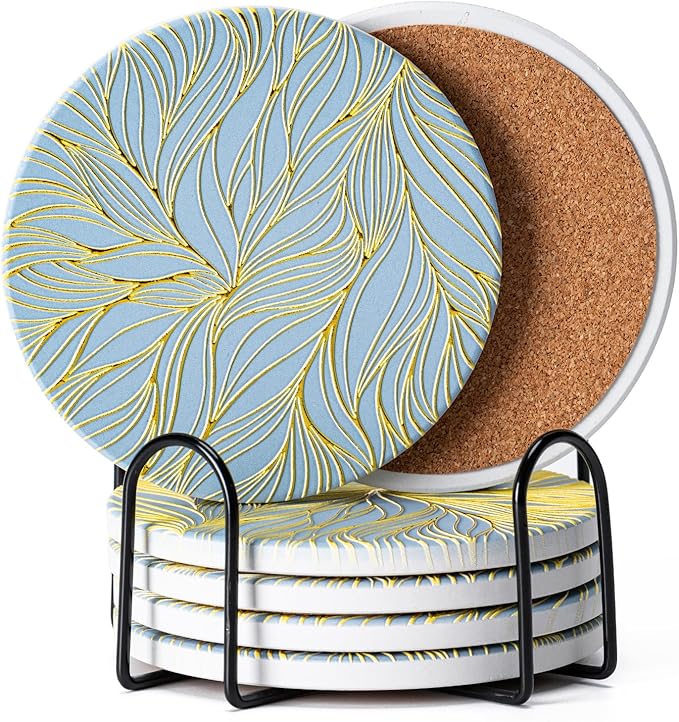 6Pcs Absorbent Coasters Set by Hoewina