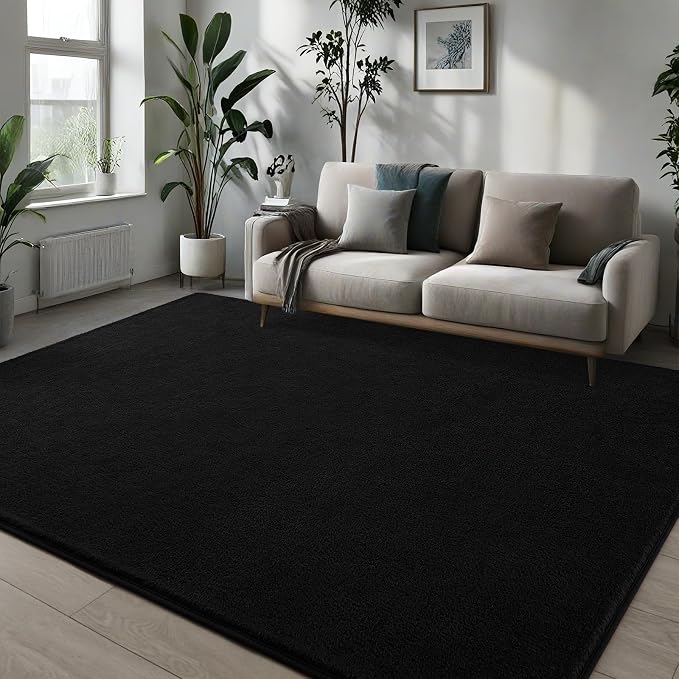 Pettop 4x6 ft Black Area Rugs for Bedroom Living Room, Washable Memory Foam - Image 3