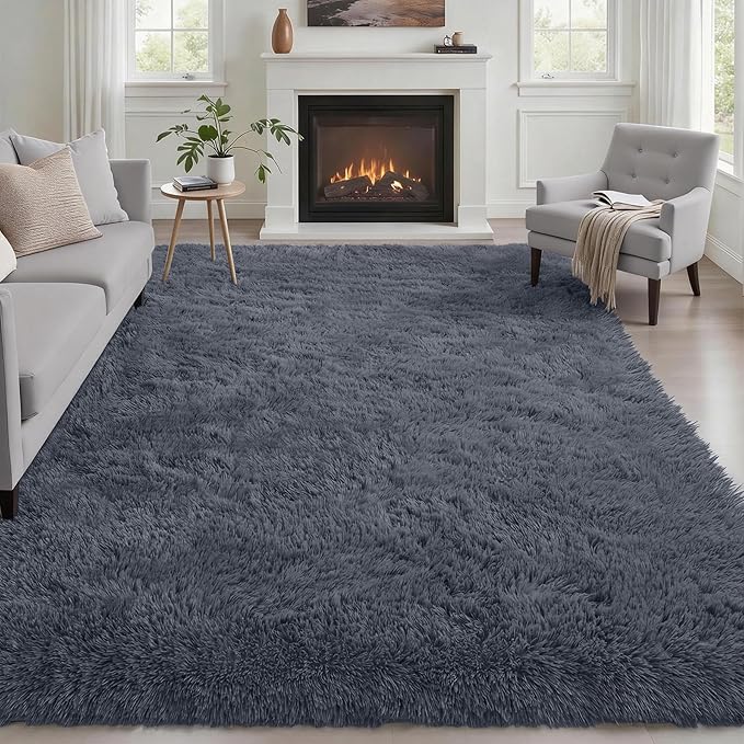 Fluffy 4x6 Area Rugs for Living Room Bedroom: Ultra Soft Shag Rug Non-Slip by Luxturiy