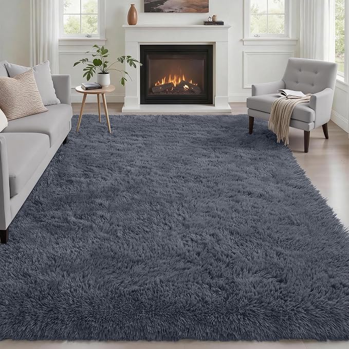 Fluffy 5x7 Area Rugs for Living Room Bedroom: Ultra Soft Shag Rug Non-Slip by Luxturiy