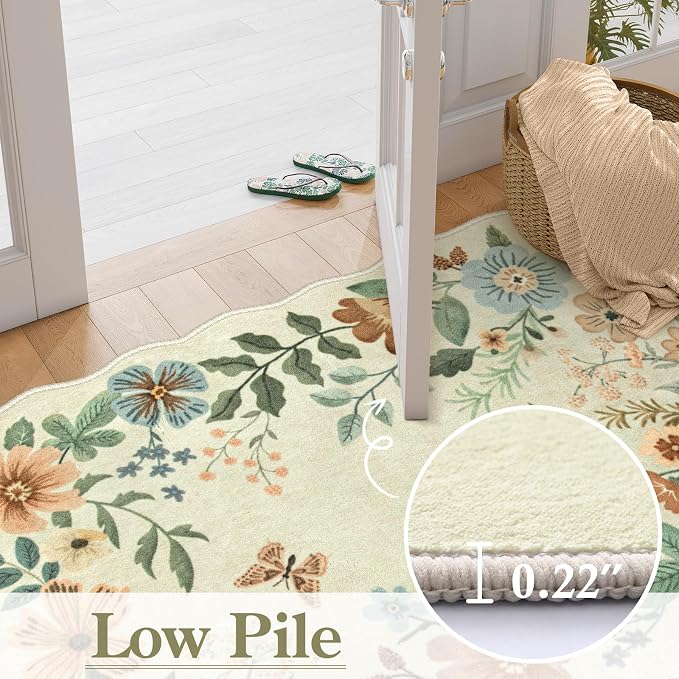 Lahome Floral Washable Runner Rug, Boho Ultra-Thin Kitchen Runners - Image 5