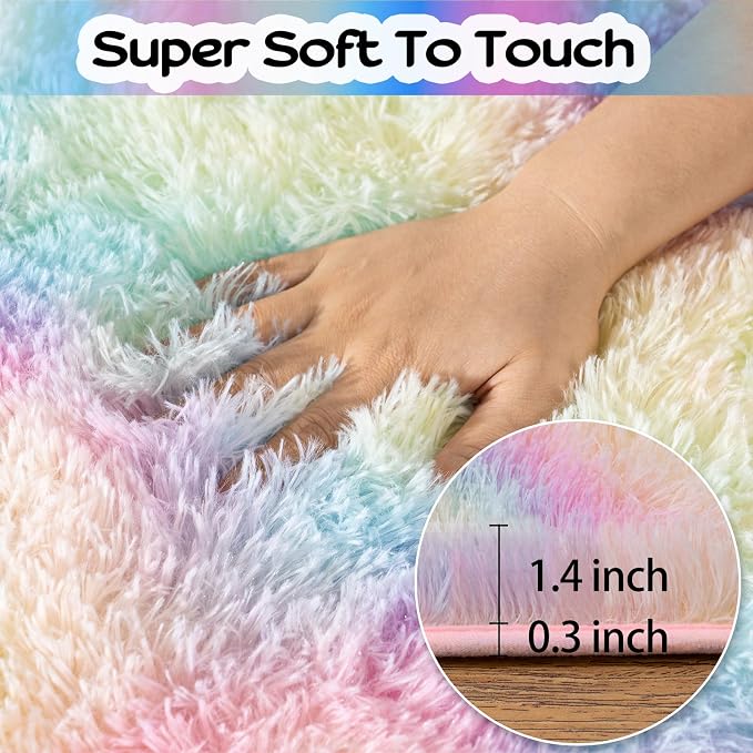 qulint 3x5 Area Rug for Bedroom, Fluffy Soft Nursery Rug for Girls Small Fuzzy - Image 3