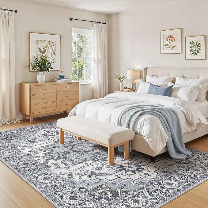 6x9 Area Rugs Living Room: Washable Vintage Rug Large Non-Slip Stain Resistant - Image 4