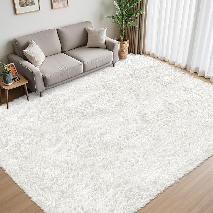 6x9 Area Rug for Living Room:Ultra Soft Fluffy Shag White Rugs, Large Fuzzy - Image 3
