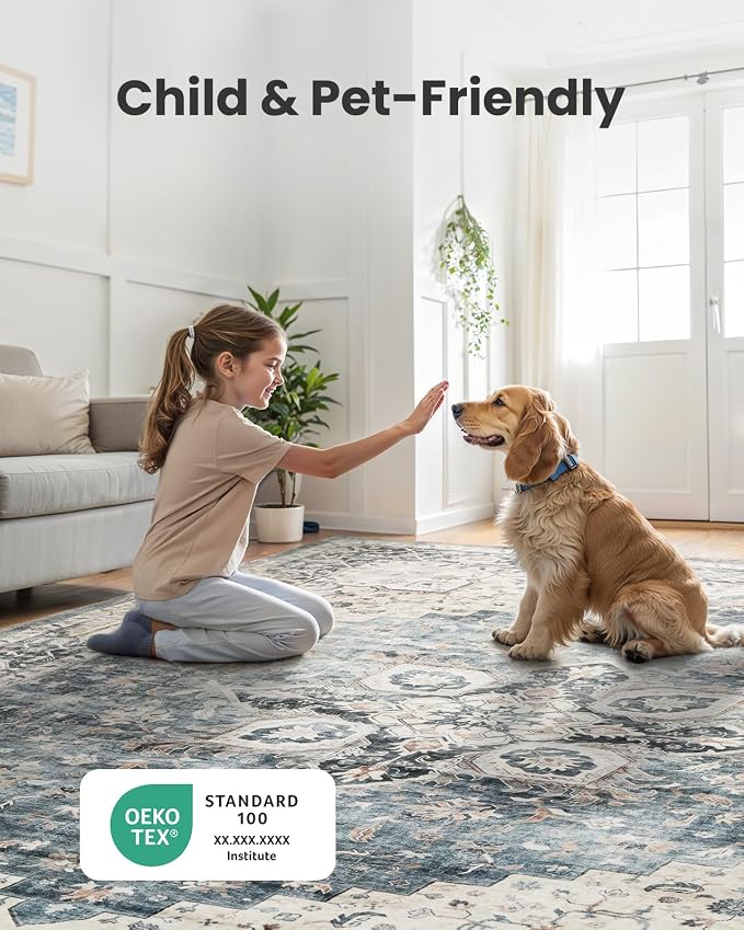 AMADA HOMEFURNISHING 3x5 Washable Area Rug, Low-Profile Entryway Rug - Image 4