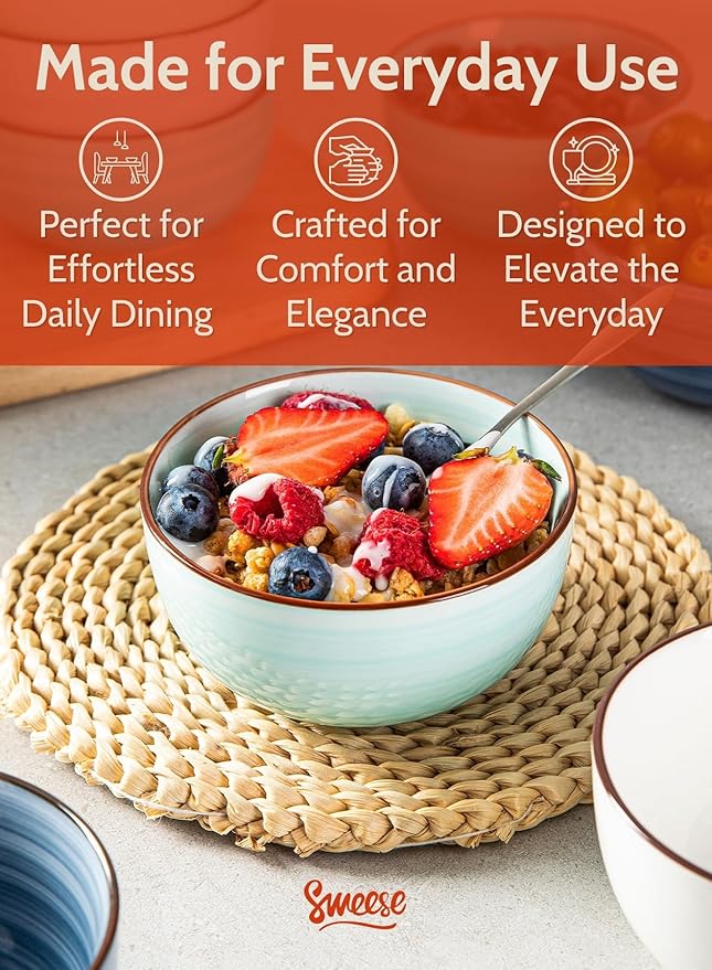 Sweese 10 Oz Ceramic Ice Cream Bowls, Dishwasher Microwave Safe Dessert Bowls - Image 4