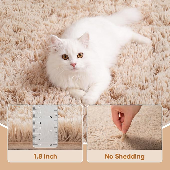 8x10 Area Rugs for Living Room Bedroom: Camel Soft Fluffy Shag Upgrade Non-Slip - Image 5