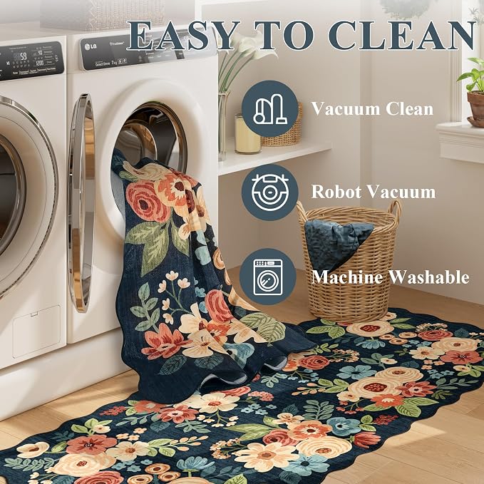 DUKINO 6x9 Area Rug, Floral Washable Rugs - Image 5