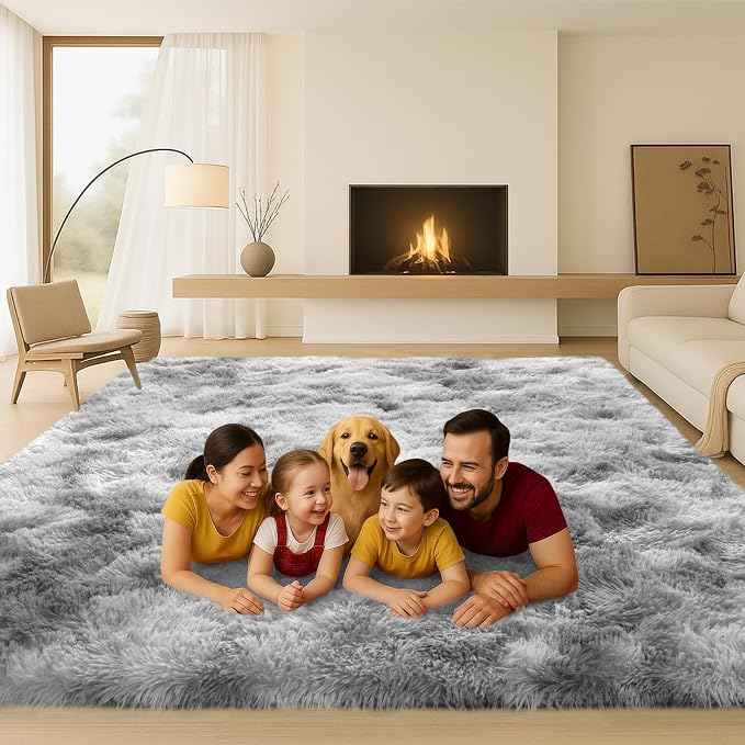 5x7 Plush Fluffy Area Rugs, Large Soft Carpet, Upgraded Non-Slip Rectangular Rug - Image 3