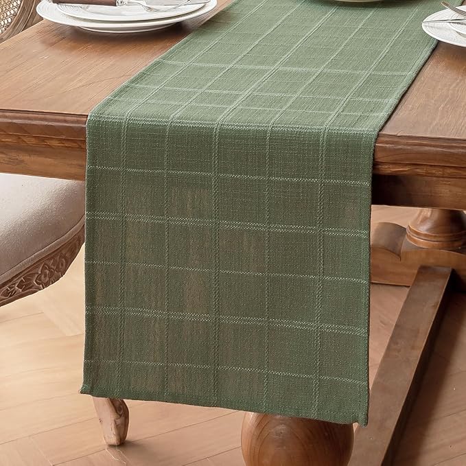 Linen Textured Table Runner, Sage Green Table Runners 60 Inches Long | Raised - Image 6