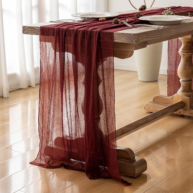 Burgundy Cheesecloth Table Runner 120 Inches - Image 5
