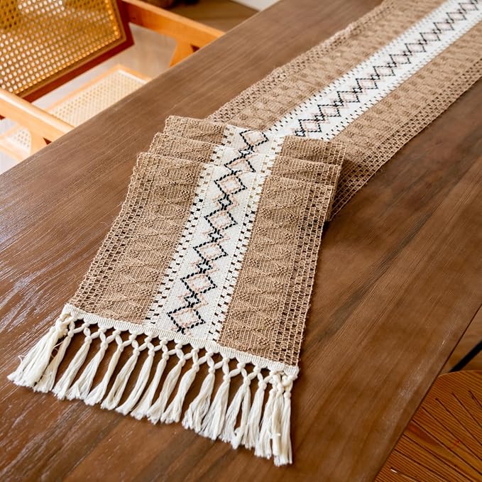 EMMTEEY Macrame Table Runner Boho Style 72 Inches Long, Scratch & Heat Resistant - Image 3