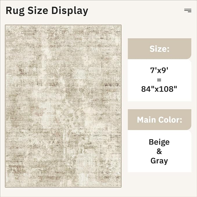 Soalmost 7x9 Area Rug for Living Room Washable Abstract Vintage Soft Thin - Image 5