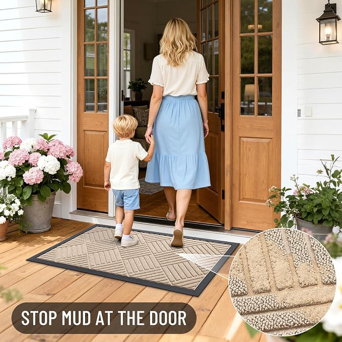 OLANLY Front Door Mat Outside Entrance 29.5x17, Heavy Duty Sturdy Natural - Image 7