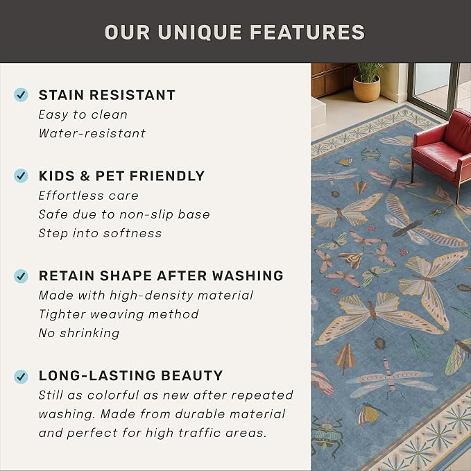 Hazo Haus 6x8 Blue Floral Area Rug - Image 7