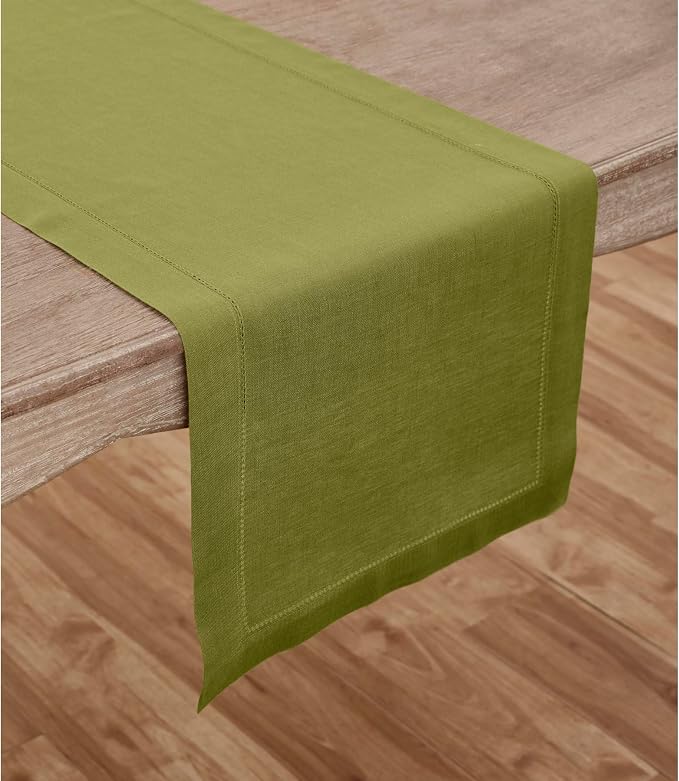 Solino Home 100% Pure Linen Dining Table Runner Avocado Woven, 14 x 60 in | - Image 2