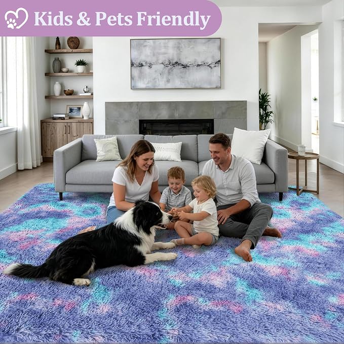 Fluffy Area Rugs 9x12 Living Room Bedroom: Ultra Soft Shag Rug Upgrade Non-Slip - Image 4