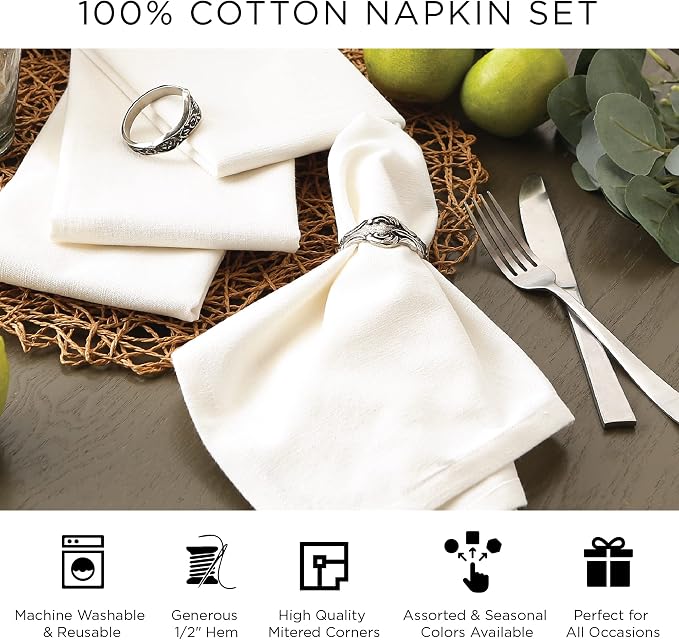 DII Everyday Collection, Fringed Solid Tabletop, Napkin Set, 6 Piece - Image 10