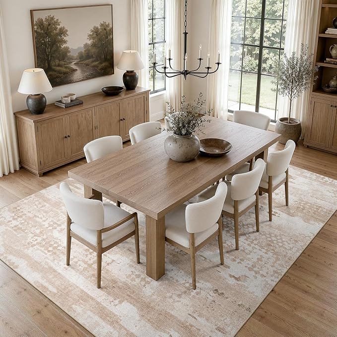DCX Abstract Area Rug 6x9, Washable Beige Brown Modern Rug - Image 2