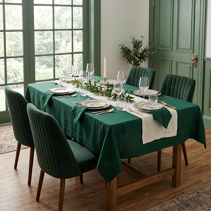 Solino Home 100% Linen Dining Table Runner Ivory Woven, Fete 14 x 72 in | Table - Image 2