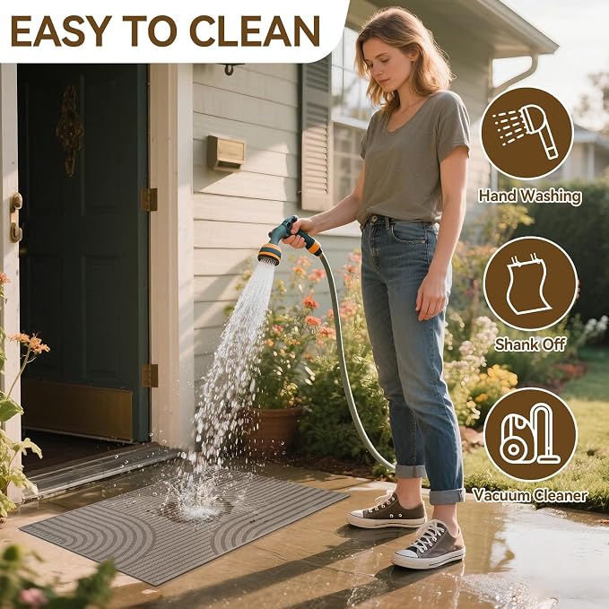 Front Door Mat 17''x30'', Absorbent Dirt Resist Washable Non Slip Low-Profile - Image 8