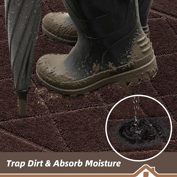 BEQHAUSE Dirt Trapper Door Mat 24" x 36", Doormat Non-Slip Entryway Rugs - Image 3