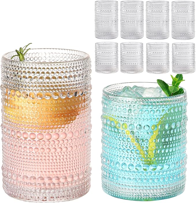 ZMOWIPDL 12oz & 15oz Hobnail Drinking Glasses, by ZMOWIPDL